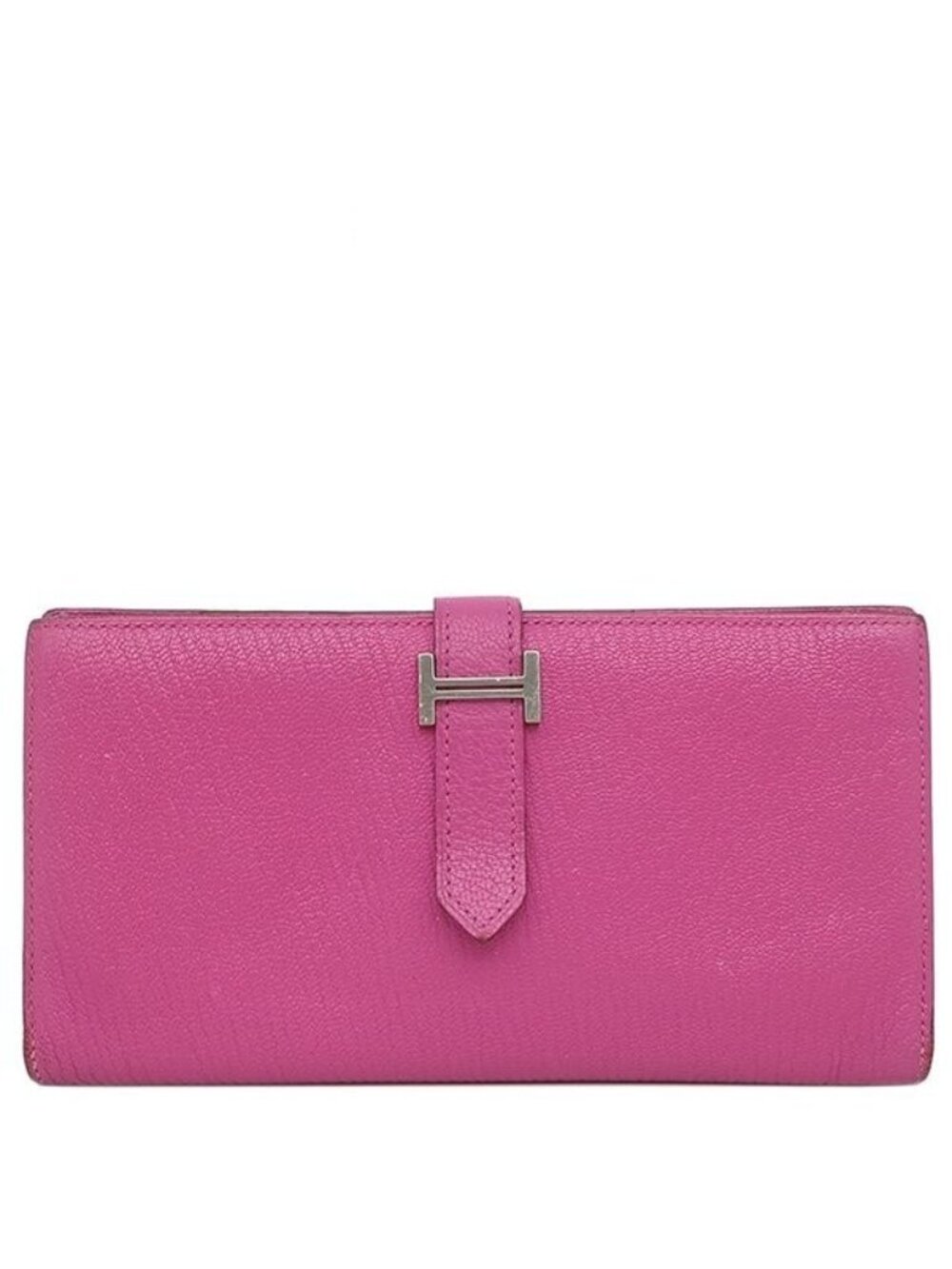 Hermes Wallet Bearn Soufflet Chevre Mysore Magnolia Silver Purple Bifold